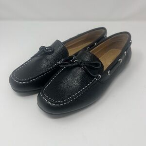 LANDS' END Loafers Joanne Classic Car Driver Shoes Black Leather Women's 7.5 NEW